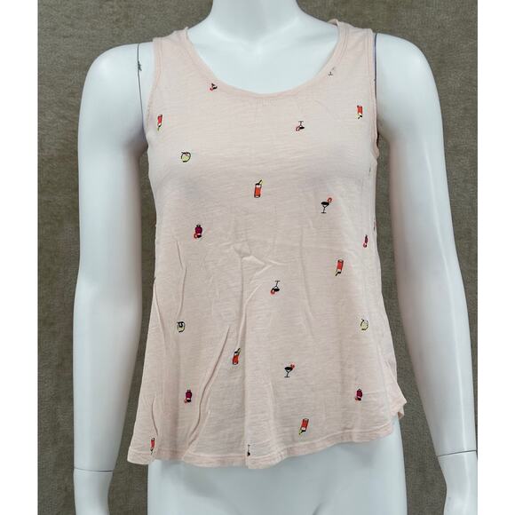 A New Day Tank Top Womens Small Peach Sleeveless Embroidered Drinks Summer Beach - Picture 1 of 9